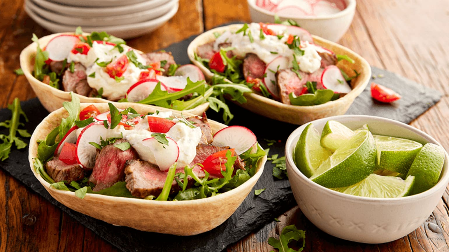 Steak Tacos with Whipped Lemon-Herb Ricotta 